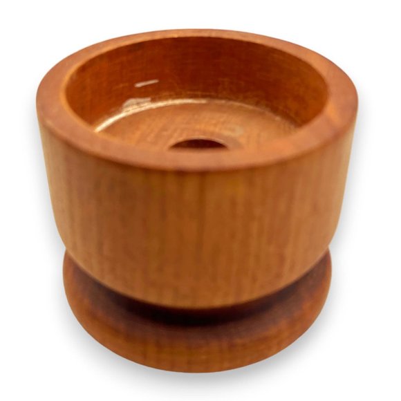 Vintage MCM Modern Minimalist Teak / Glass Hurricane Lamp - Picture 8 of 9